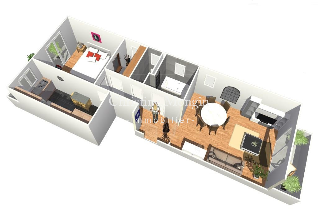 plan 3D appartement rue edouard nortier neuilly